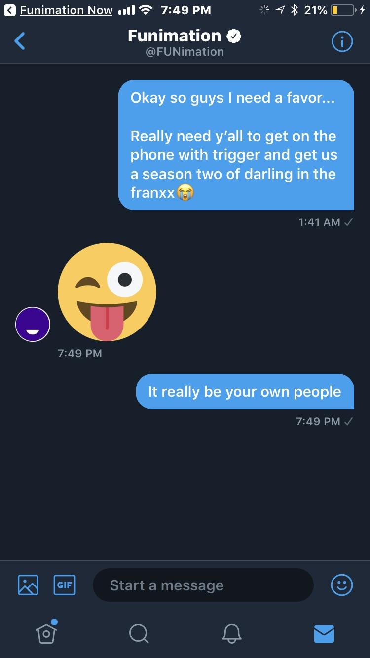 750x1334 Salute To Funimation For Giving Me Of Hope Darlinginthefranxx