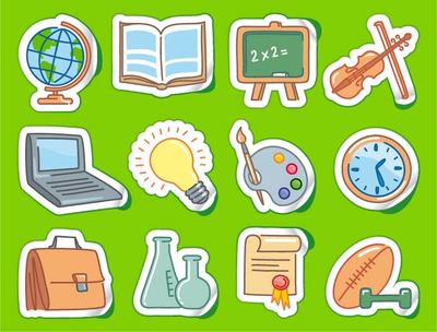 400x304 Free Sticker Set With Funky School Themed Icon Files, Vectors