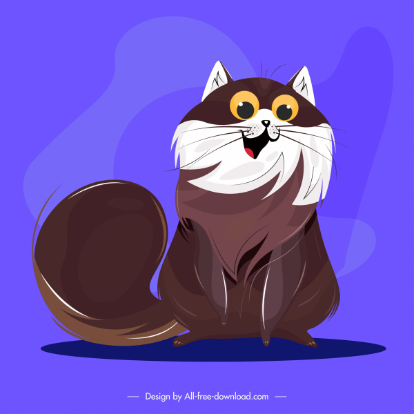 600x600 Funny Cat Icon Colored Cartoon Character Sketch Free Vector