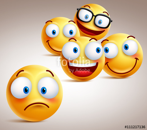 500x443 Lonely Smiley Face Vector Character Concept With Group Of Funny