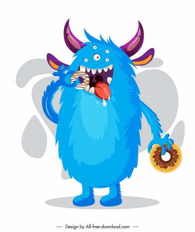 393x468 Alien Monster Icon Funny Cartoon Character Eating Sketch Vectors