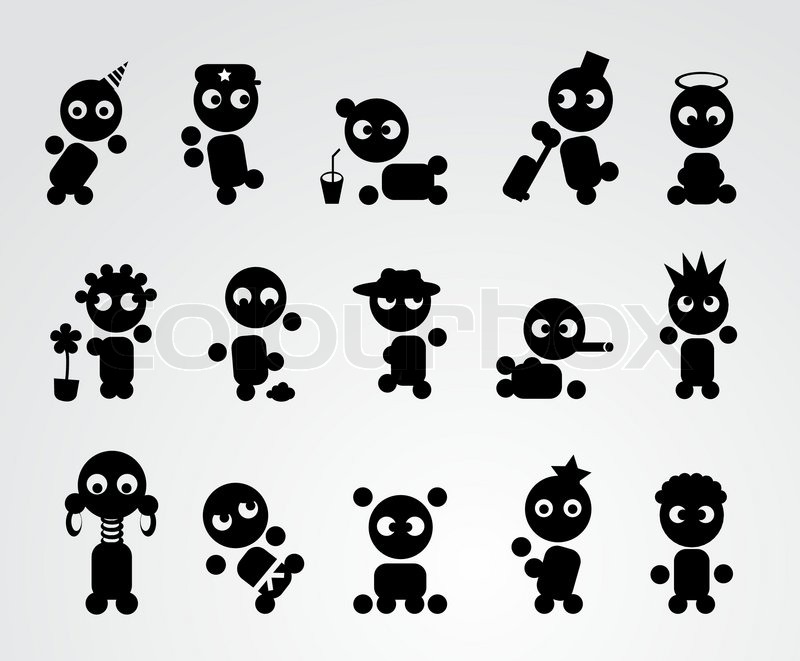 800x661 Black Funny People Icons Stock Vector Colourbox