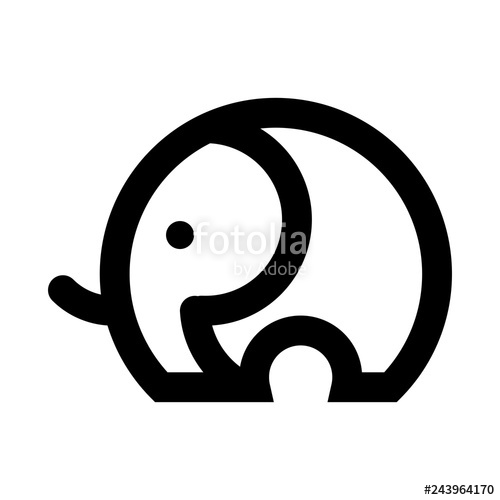500x500 Elephant Logo Funny Icon Cute Mammal Symbol Vector