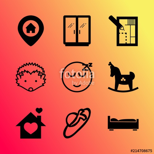 500x500 Vector Icon Set About Home With Icons Related To Profile, Rest
