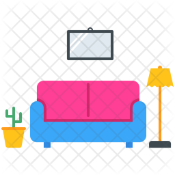 256x256 Furniture, Sofa, Decore, Decoration, Frame, Lamp Icon Of Flat