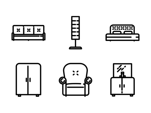 500x375 Vector Furniture Glyph Icons Set On Round Icons Premium