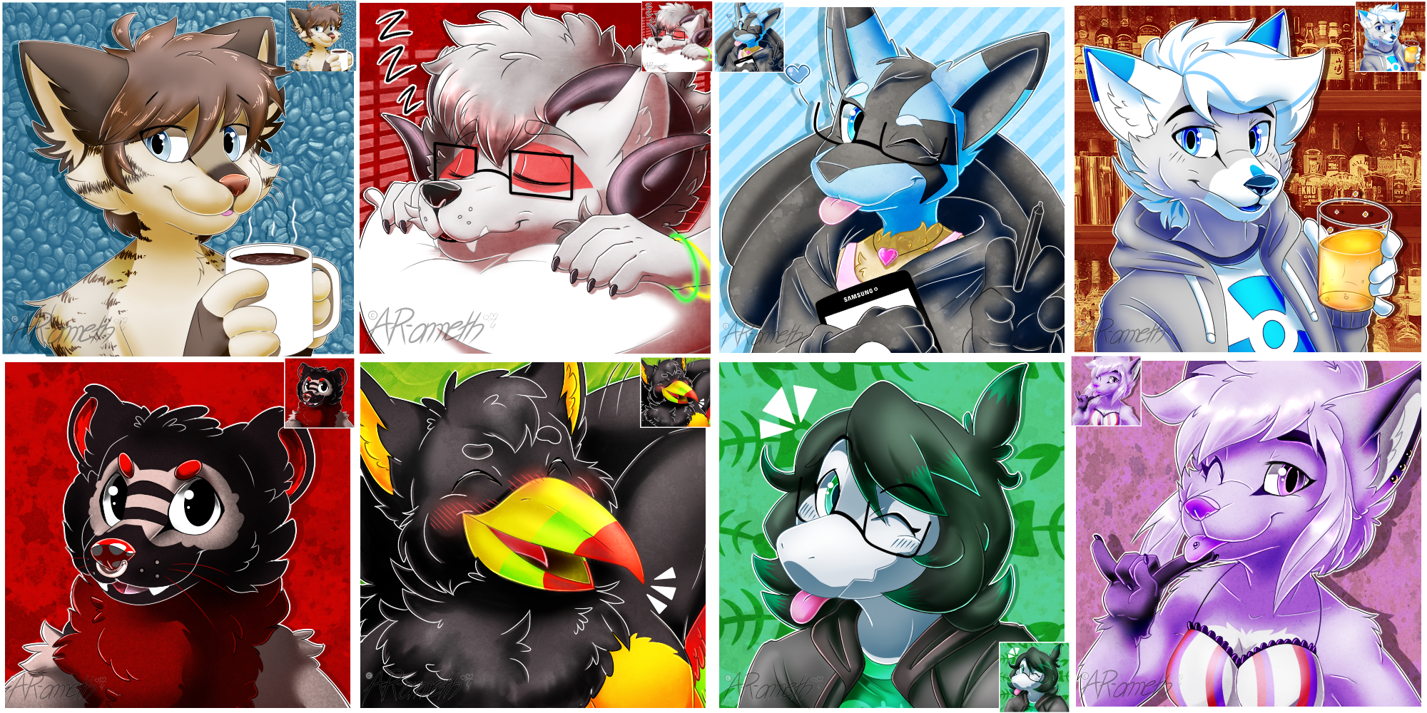 2000x1000 Furry Icon Batch Weasyl