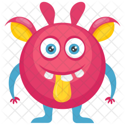 256x256 Furry Monster Icon Of Flat Style