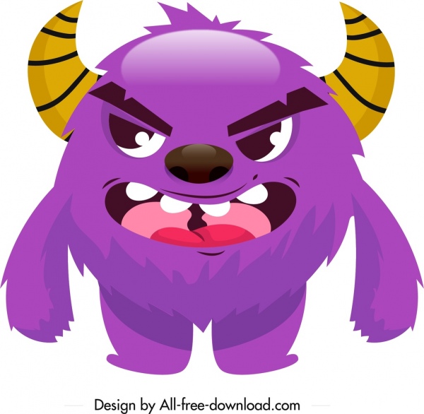 600x586 Monster Icon Violet Furry Horny Character Sketch Free Vector