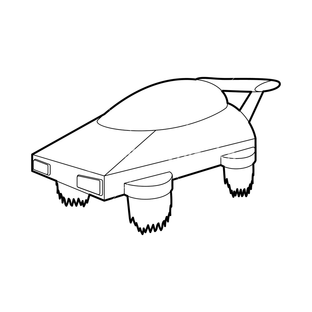 1000x1000 Flying Machine Future Icon In Outline Style Isolated On White