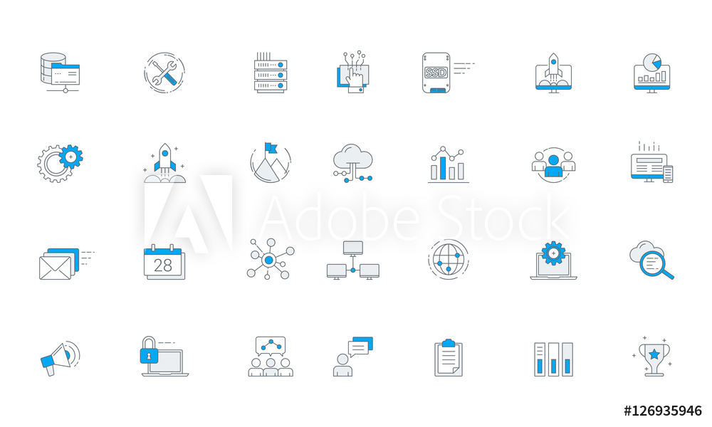 1000x600 Photo Art Print Software Business Futuristic Icon Set Vector