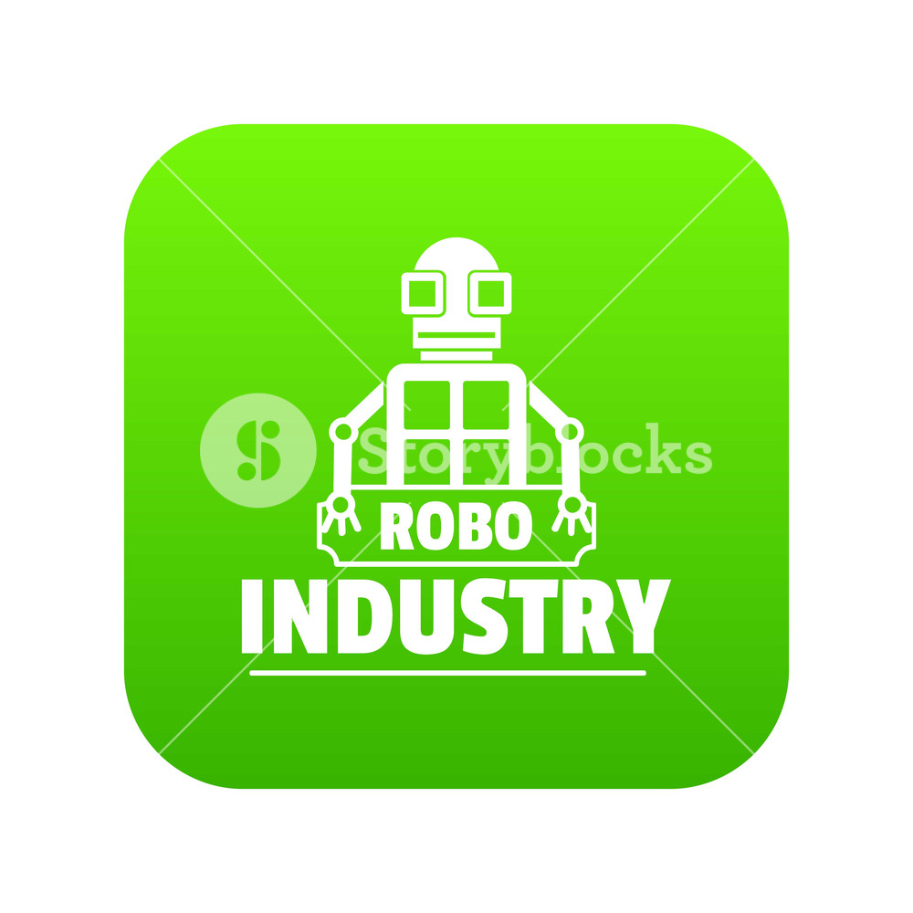 1000x1000 Robot Futuristic Icon Green Vector Isolated On White Background