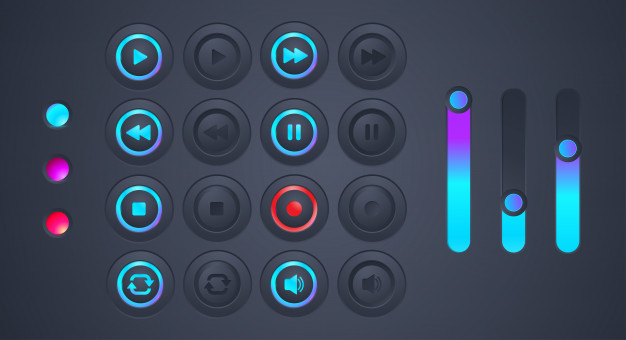 626x340 Set Of Futuristic Audio Playback Icon Vector Premium Download