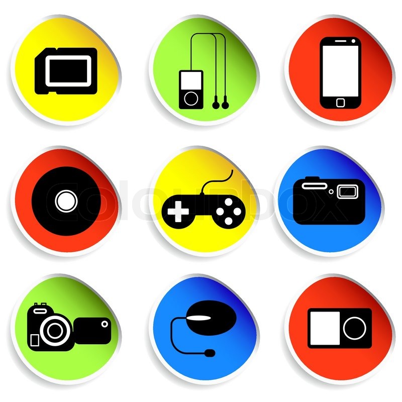 800x800 Icon Set Of Electronic Gadgets Stock Vector Colourbox