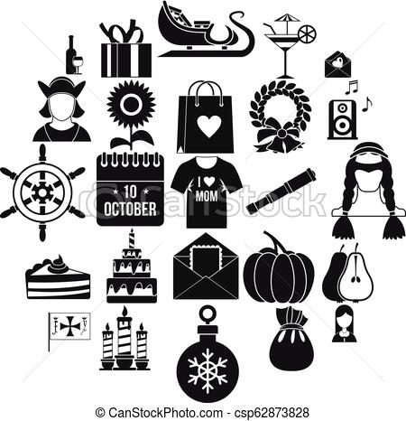 450x466 Dala Day Icons Set, Simple Style Dala Day Icons Set Simple Set