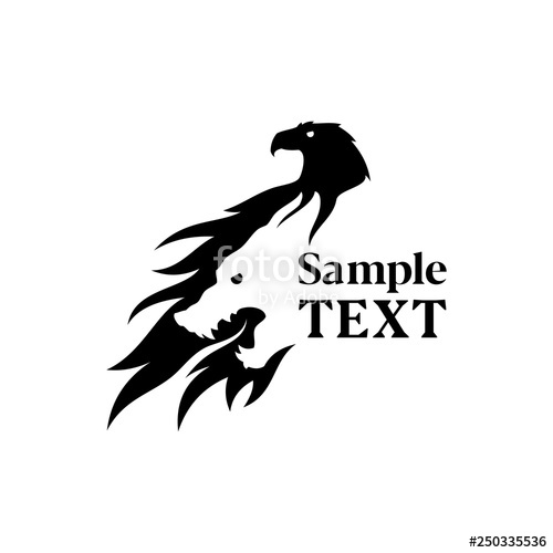 500x500 Eagle And Wolf Silhouette Negative Space Icon Stock Image