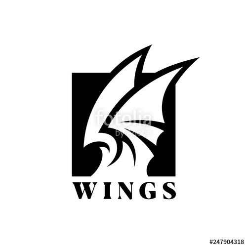500x500 Stylized Wings In Square Negative Space Icon Stock Image