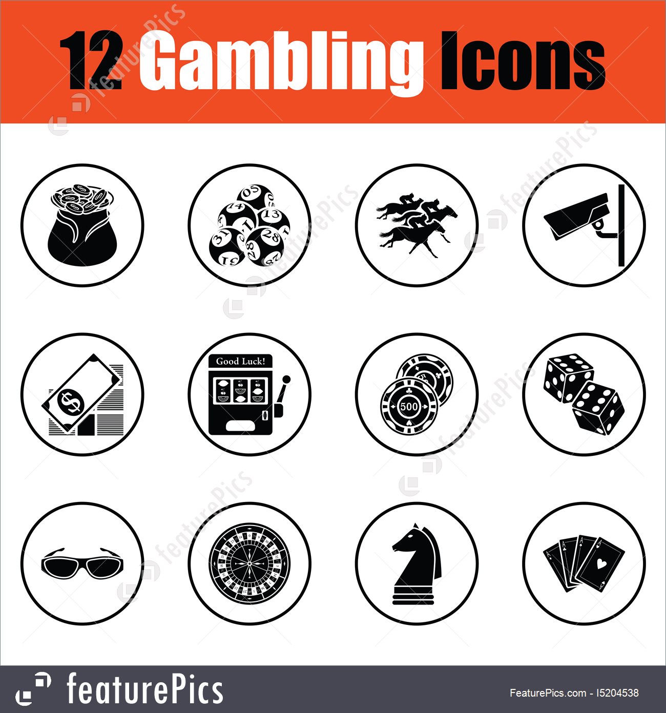 Gambling Icon Set Illustration 1300x1392 Gambling Icon Set Illustration