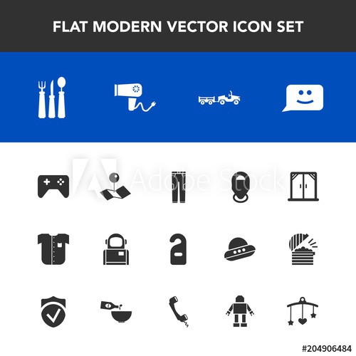 500x500 Modern, Simple Vector Icon Set With Modern, Game, House, Fork