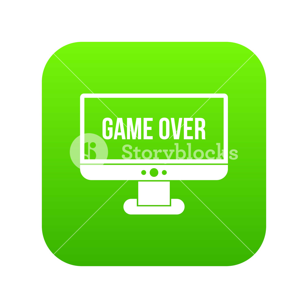 1000x1000 Game Over Icon Digital Green For Any Design Isolated On White