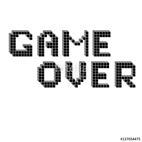 500x500 Game Over Icon Vector Of Pixel Art Message Game Over Stock