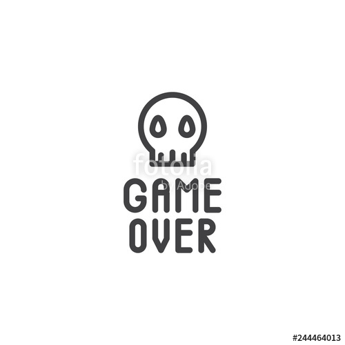 500x500 Game Over Skull Line Icon Linear Style Sign For Mobile Concept