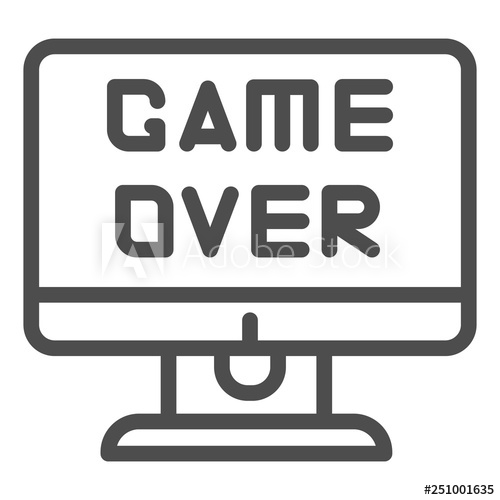 500x500 Game Over Text On Screen Line Icon End Of A Game Vector
