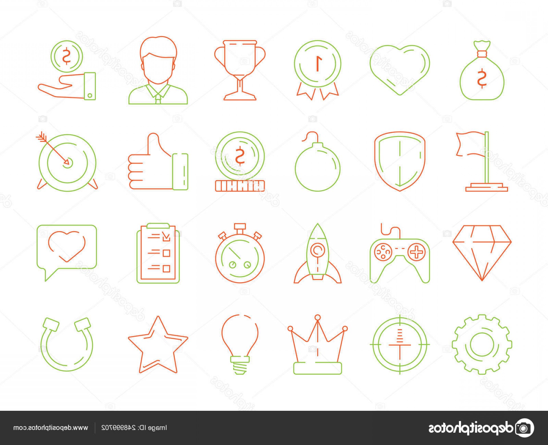1920x1560 Stock Illustration Gamification Icons Business Achievements Line