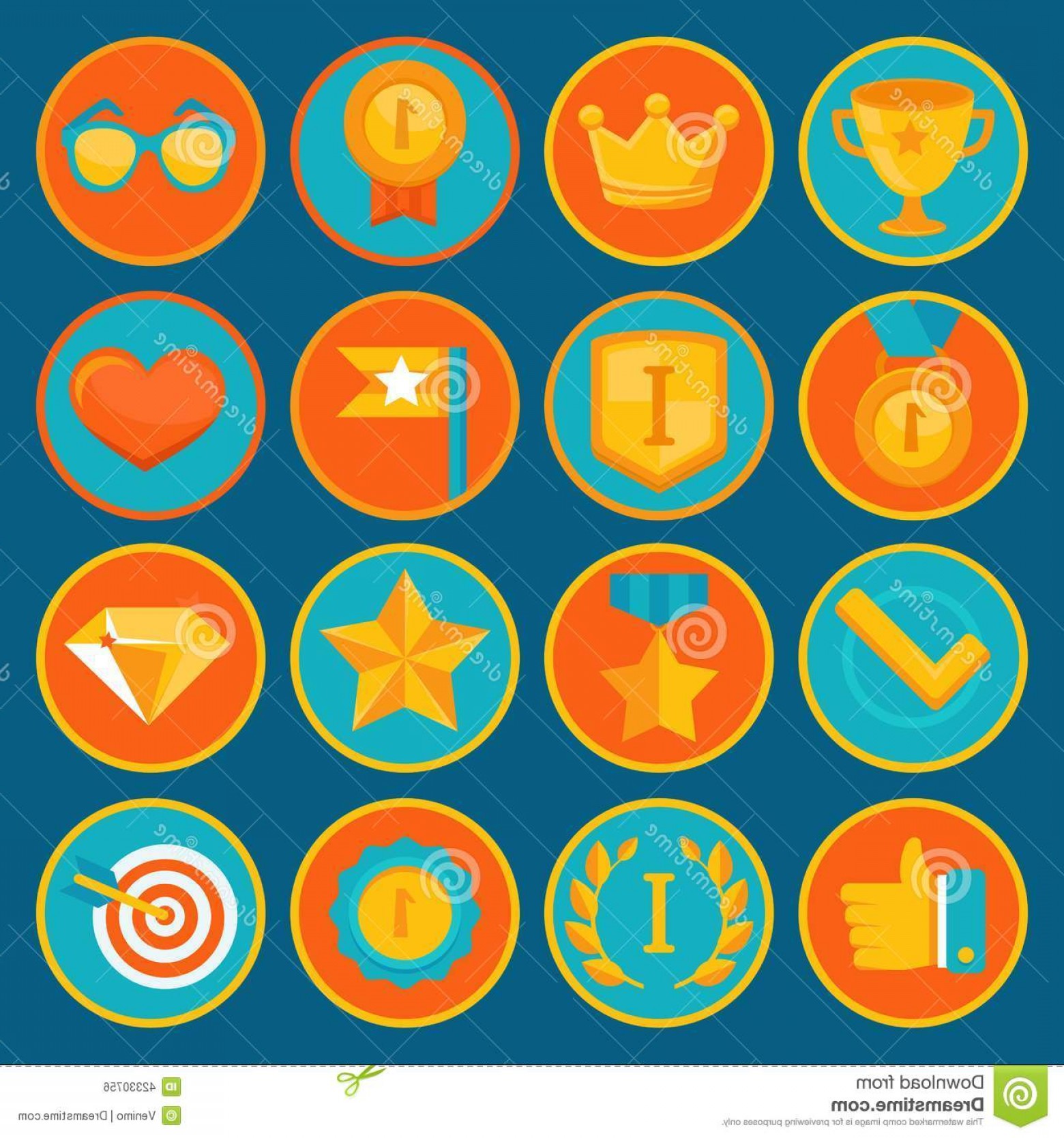 1560x1668 Stock Illustration Vector Set Flat Gamification Icons Achievement