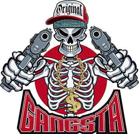 466x452 Original Gangsta Skeleton With Two Guns Cartoon Icon