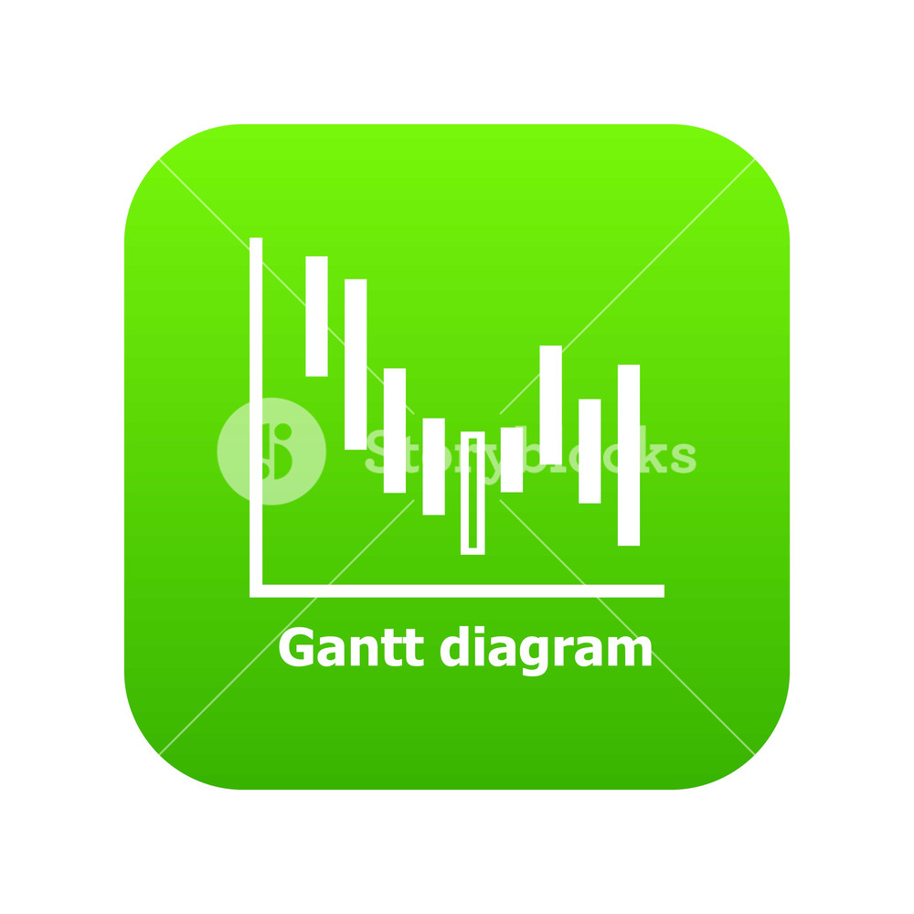 1000x1000 Gantt Diagram Icon Green Vector Isolated On White Background