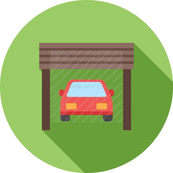 600x600 Car In Garage Flat Shadowed Icon