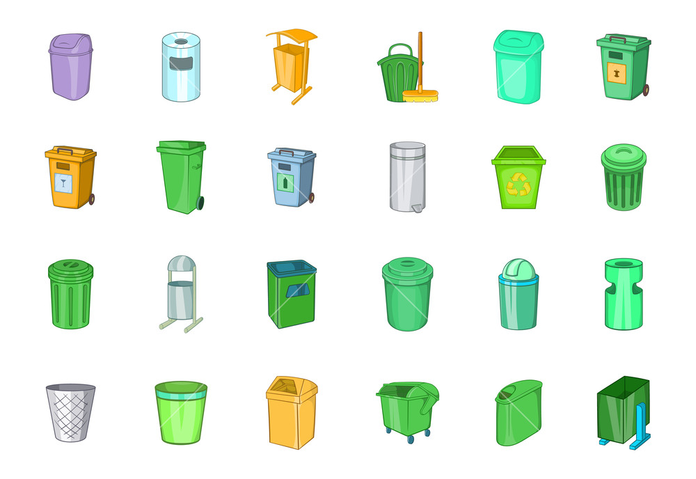 1000x688 Garbage Can Icon Set Cartoon Set Of Garbage Can Vector Icons