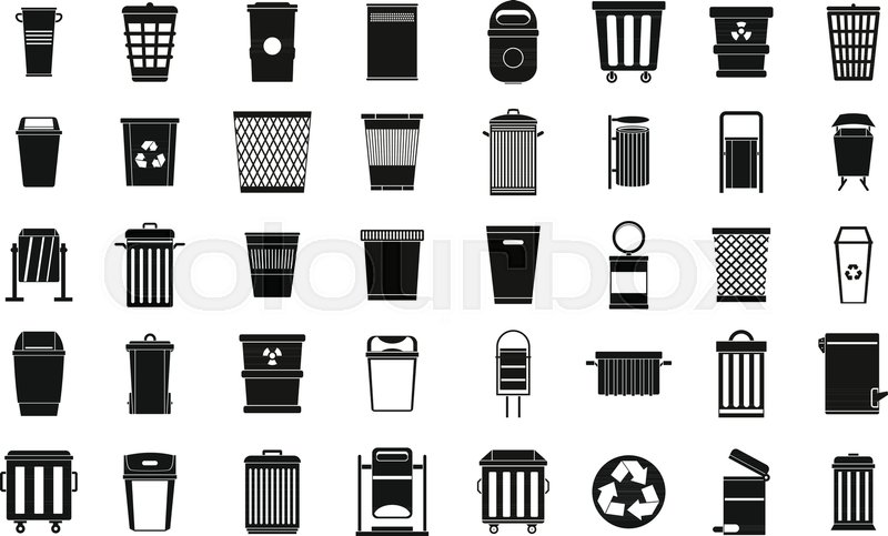 800x483 Garbage Can Icon Set Simple Set Of Stock Vector Colourbox