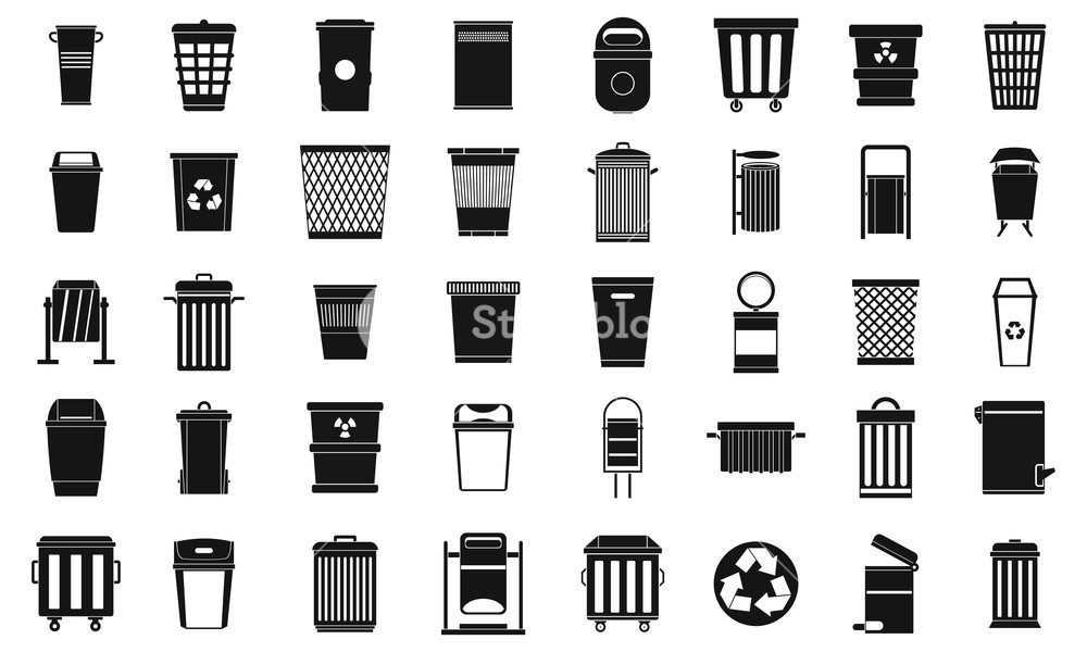 1000x600 Garbage Can Icon Set Simple Set Of Garbage Can Vector Icons