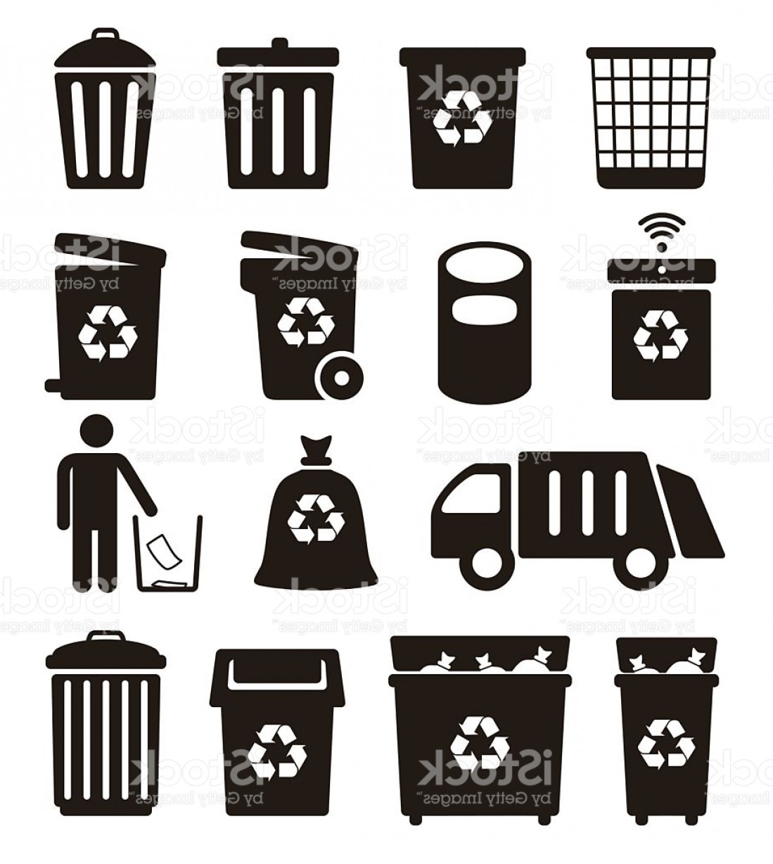 1099x1228 Trash Garbage And Recycling Can Icons Vector Illustration Gm