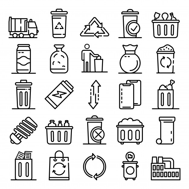 626x626 Garbage Icons Set, Outline Style Vector Premium Download