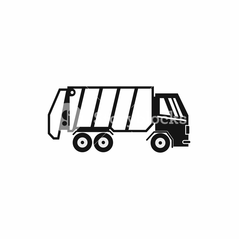 1000x1000 Garbage Truck Icon In Simple Style Isolated On White Background