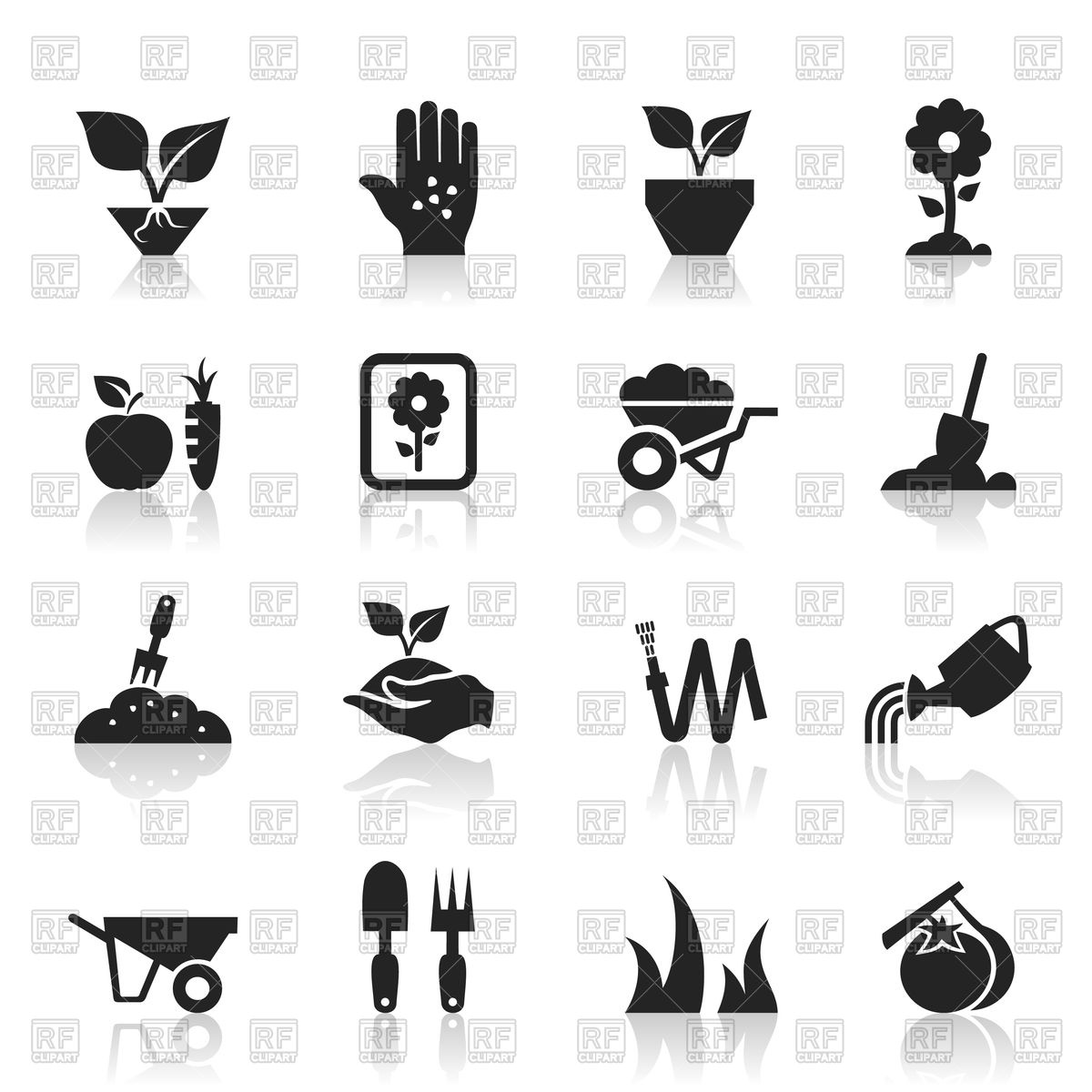 1200x1200 Set Of Garden Icons Vector Image Of Plants And Animals