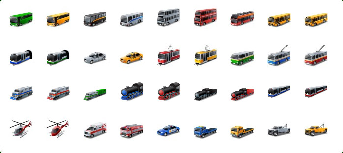 698x312 Vista Style Transport Icons Set With Custom Icon Design Service