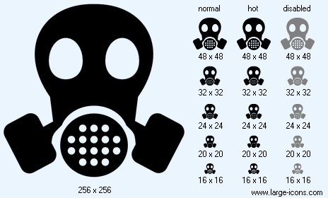 464x280 Gas Mask Icon Image Large Black Military Icons