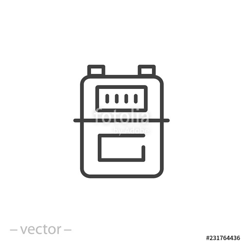 500x500 Gas Meter Icon, Line Sign On White Background