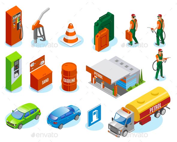 590x474 Isometric Gas Station Icons