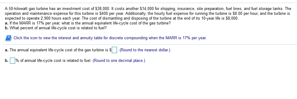 983x328 Solved A Kilowatt Gas Turbine Has An Investment Cost O