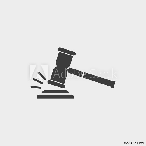 500x500 Gavel Icon In A Flat Design Vector Illustration