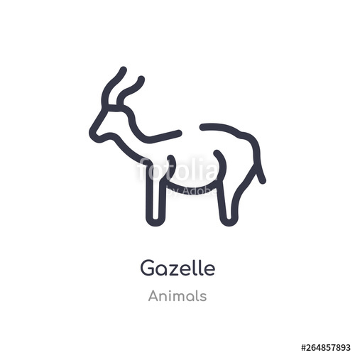 500x500 Gazelle Outline Icon Isolated Line Vector Illustration