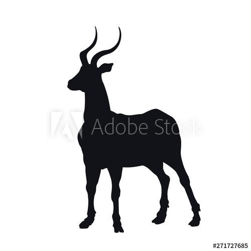 500x500 Black Silhouette Of African Gazelle On White Background Isolated