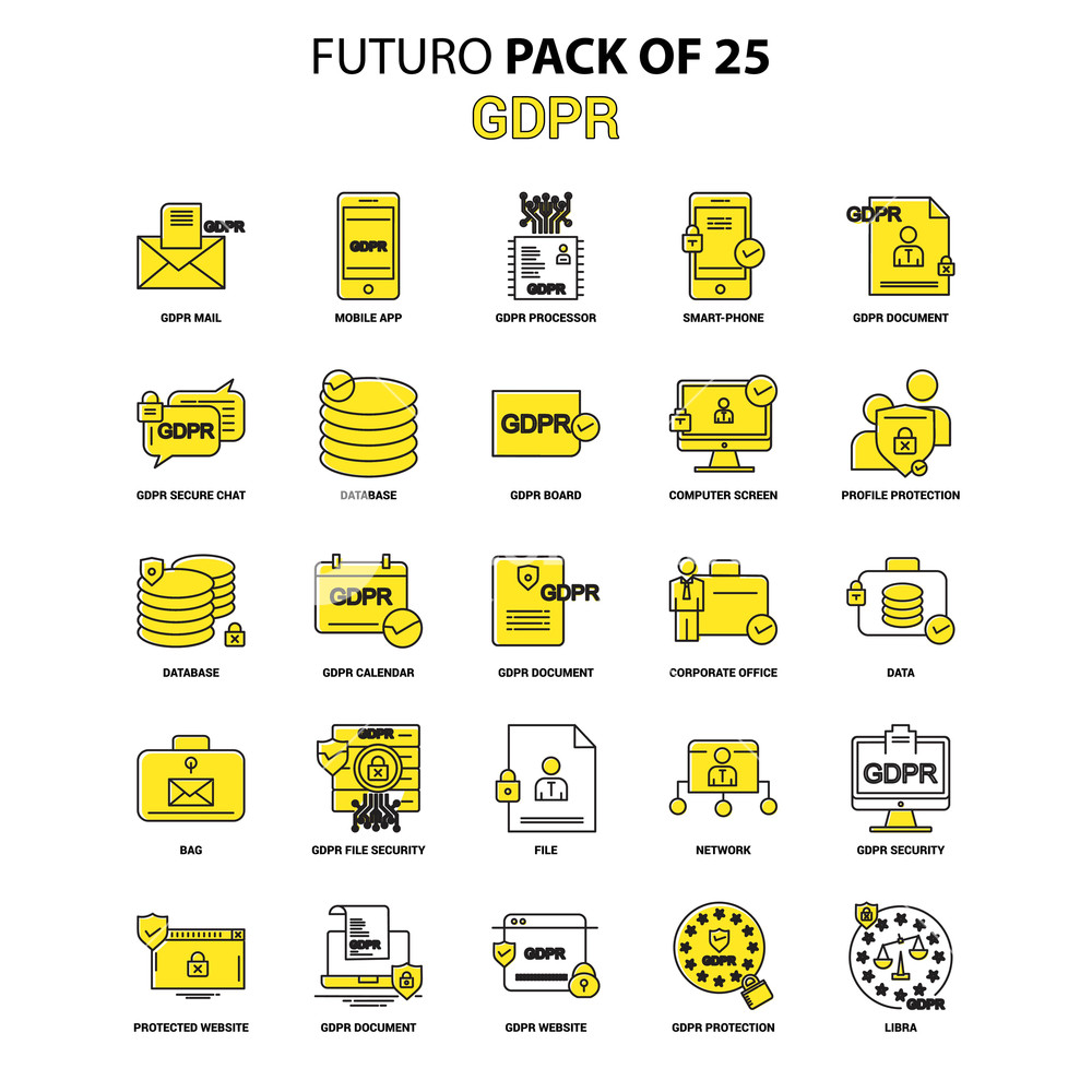 1000x1000 Gdpr Icon Set Yellow Futuro Latest Design Icon Pack Royalty Free