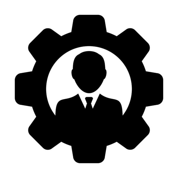 600x600 Gear Icon Vector Male User Person Profile Avatar Symbol On Cog