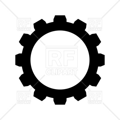 400x400 Black Gear Icon On White Background Vector Image Of Industrial